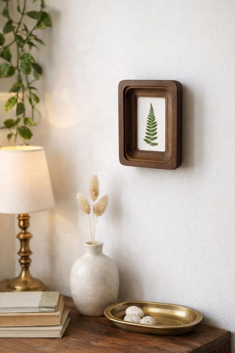 Miniature Real Dried Fern Frame 2 X 3 Inches – Rustic Wall Decor, Botanical Art