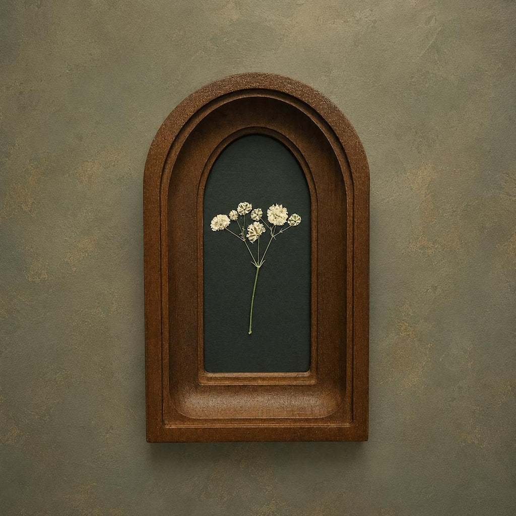 2x4" Arched Wooden Frame With Dried Flowers, Botanical Art, Handcrafted Wall Art, Vintage Style
