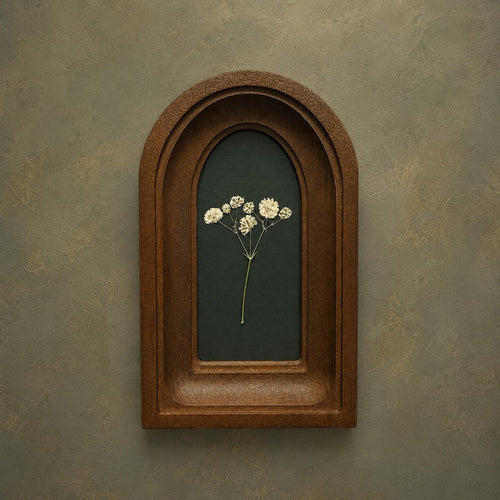 2x4" Arched Wooden Frame With Dried Flowers, Botanical Art, Handcrafted Wall Art, Vintage Style