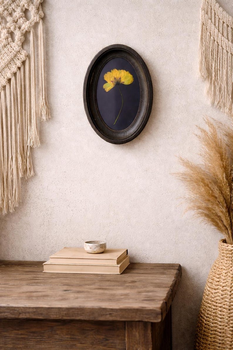 Pressed Flowers in a 3x5 Inch Oval Frame, Botanical Decor, Herbarium, Natural Flower, Gift