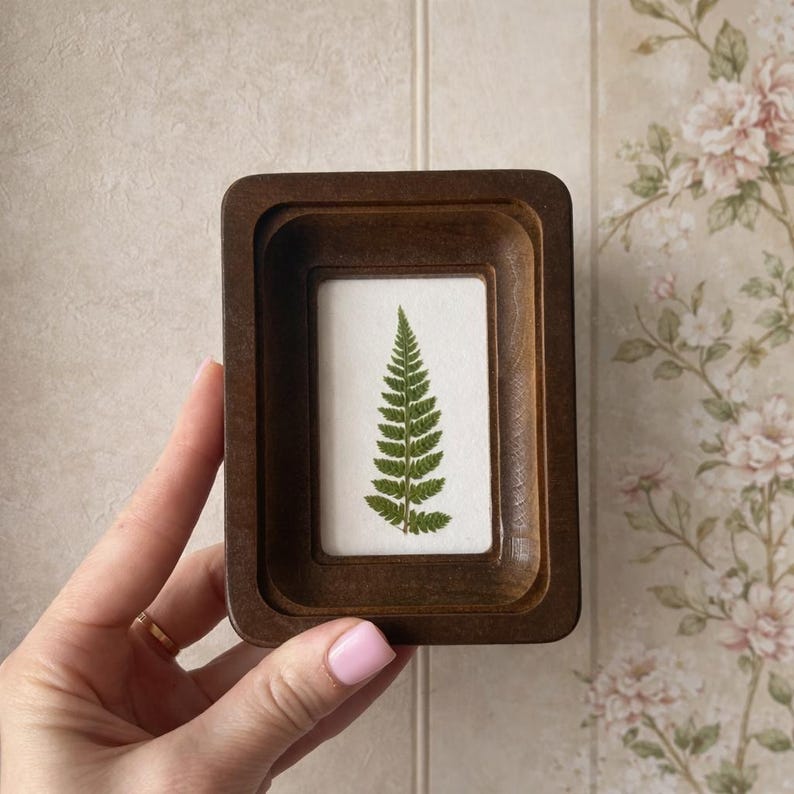 Miniature Real Dried Fern Frame 2 X 3 Inches – Rustic Wall Decor, Botanical Art