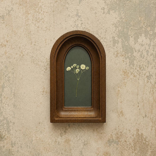 2x4" Arched Wooden Frame With Dried Flowers, Botanical Art, Handcrafted Wall Art, Vintage Style