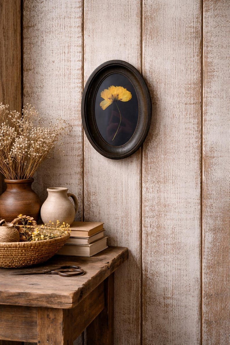 Pressed Flowers in a 3x5 Inch Oval Frame, Botanical Decor, Herbarium, Natural Flower, Gift